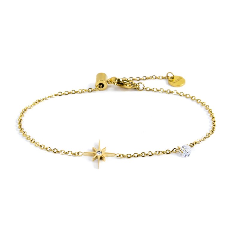 33br0014g Bracciale pendente rosa dei venti e cristalli