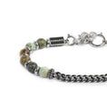 Carica l'immagine nel visualizzatore della galleria, Bracciale sfere in pietra e dischetti acciaio con catena centrale
