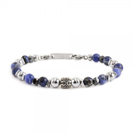 13BR114 BRACCIALE SFERE SODALITE ED EMATITE