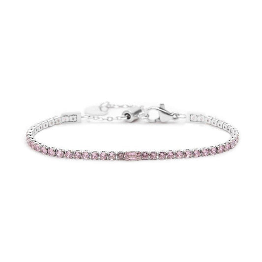 Bracciale tennis rosa 2,5mm con zircone centrale - Desidero