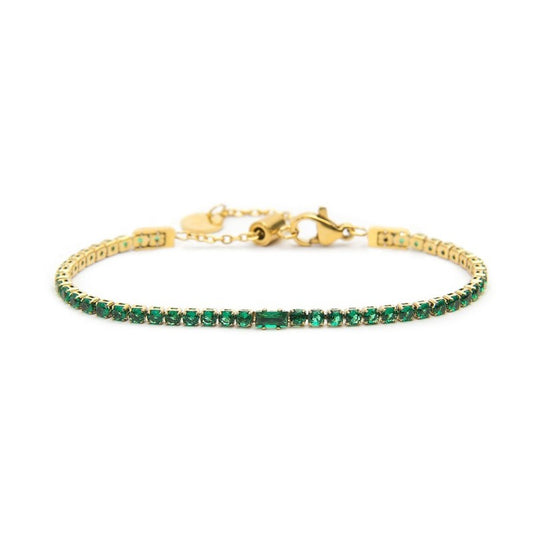Bracciale oro tennis verde 2,5mm con zircone centrale - Desidero