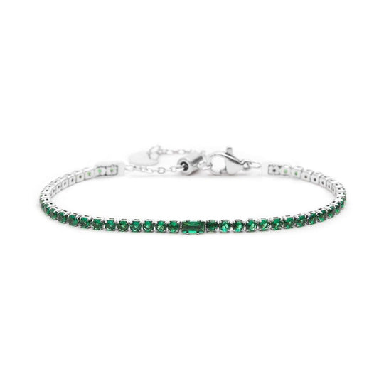 Bracciale tennis verde 2,5mm con zircone centrale - Desidero