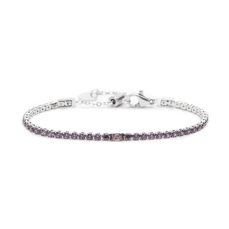 Bracciale tennis viola 2,5mm con zircone centrale - Desidero