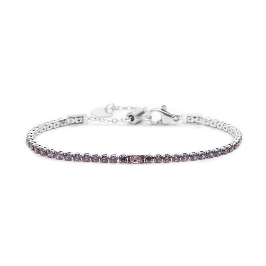 Bracciale tennis viola 2,5mm con zircone centrale - Desidero