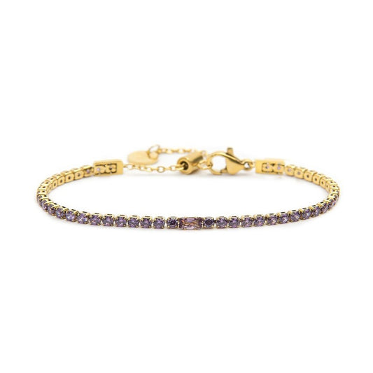 Bracciale oro tennis viola 2,5mm con zircone centrale - Desidero