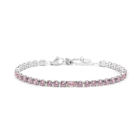 Bracciale tennis rosa 4mm con zircone centrale - Desidero