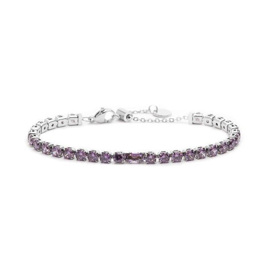 Bracciale tennis viola 4mm con zircone centrale - Desidero