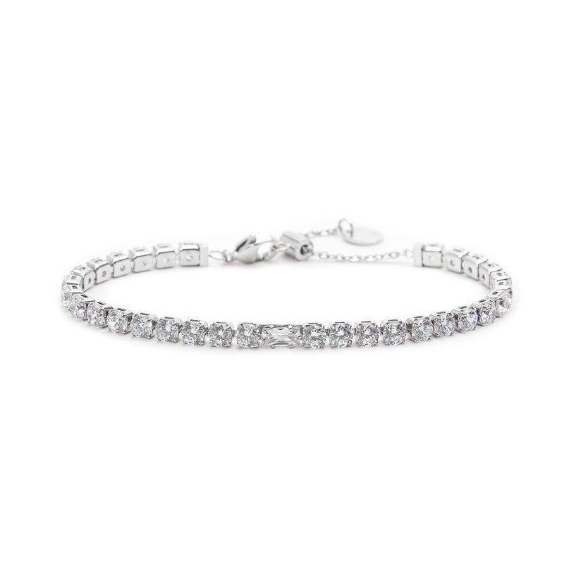 Bracciale tennis bianco 4mm con zircone centrale - Desidero