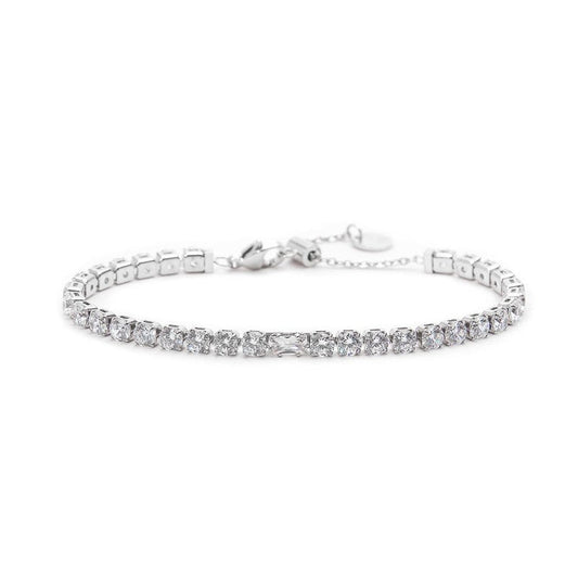 Bracciale tennis bianco 4mm con zircone centrale - Desidero