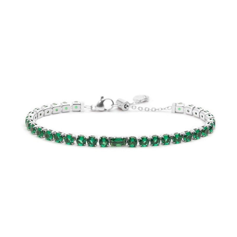 Bracciale tennis verde 4mm con zircone centrale - Desidero