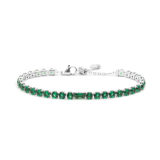 Bracciale tennis verde 4mm con zircone centrale - Desidero