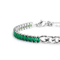 Carica l'immagine nel visualizzatore della galleria, Bracciale tennis cristalli baguette con catena grumetta centrale - Desidero
