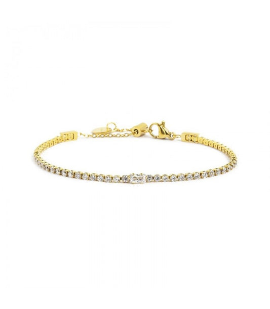 2br0105g-w Bracciale tennis zirconi bianchi e zircone baguette centrale