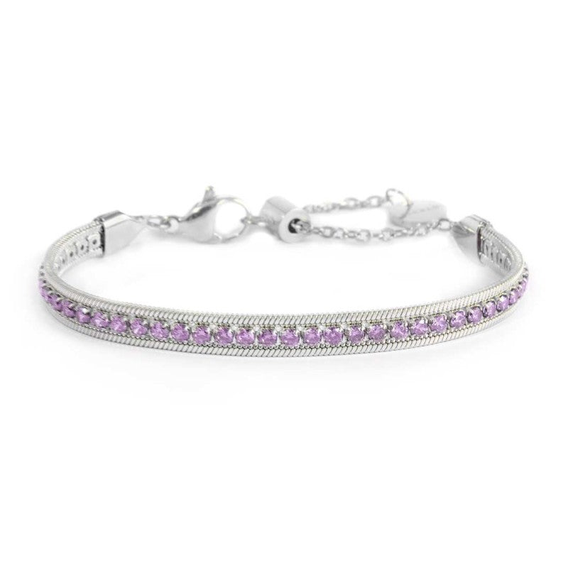 Bracciale tennis zirconi baguette catena snake squadrata
