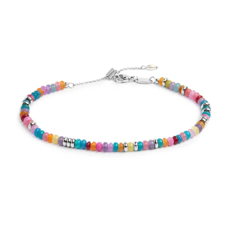 CAVIGLIERA CON PERLE A CIAMBELLA IN PLASTICA COLORATE