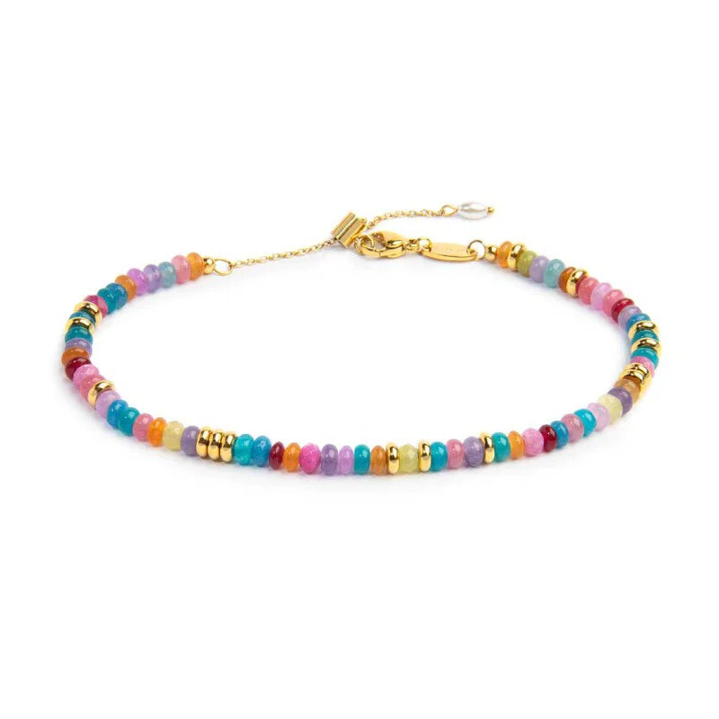 CAVIGLIERA CON PERLE A CIAMBELLA IN PLASTICA COLORATE