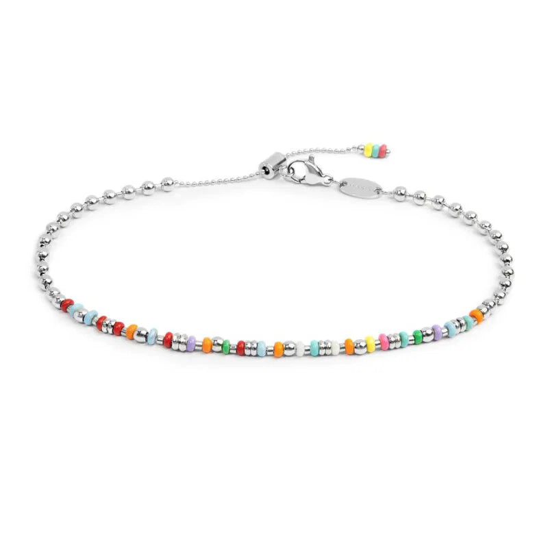 CAVIGLIERA CATENA CON SFERE E PERLINE DI PLASTICA COLORATE ACC