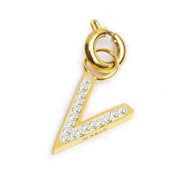 Charm lettera V con cristalli - Desidero