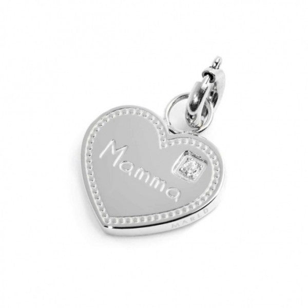 15CH148 CHARM MAMMA A FORMA DI CUORE CON CRISTALLO BIANCO