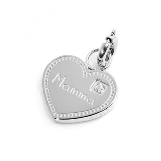 15CH148 CHARM MAMMA A FORMA DI CUORE CON CRISTALLO BIANCO