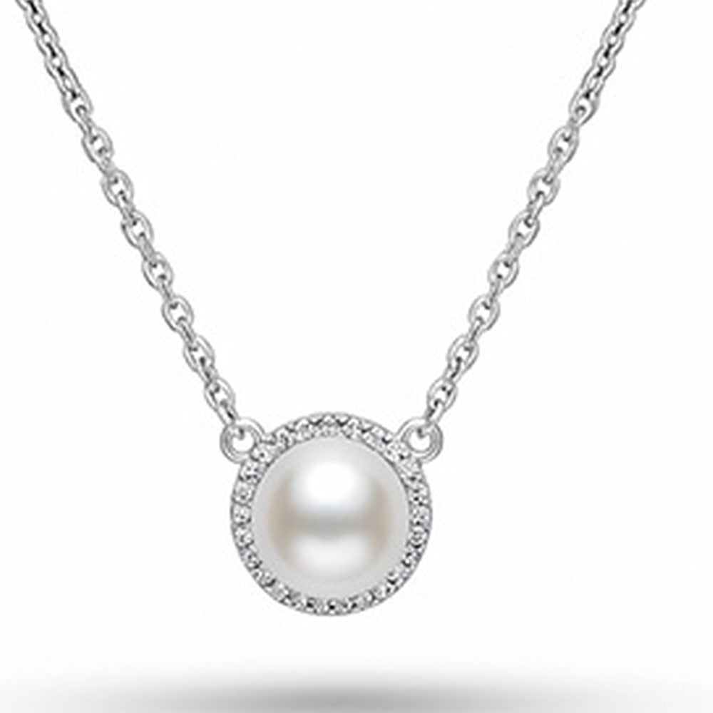 COLLANA RODIATO BIANCO E CRYSTA