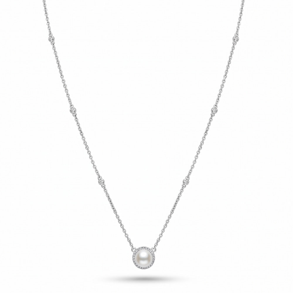 COLLANA RODIATO BIANCO E CRYSTA