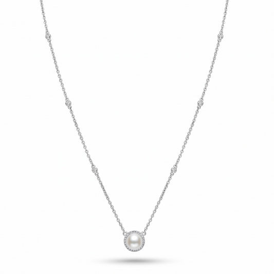 COLLANA RODIATO BIANCO E CRYSTA