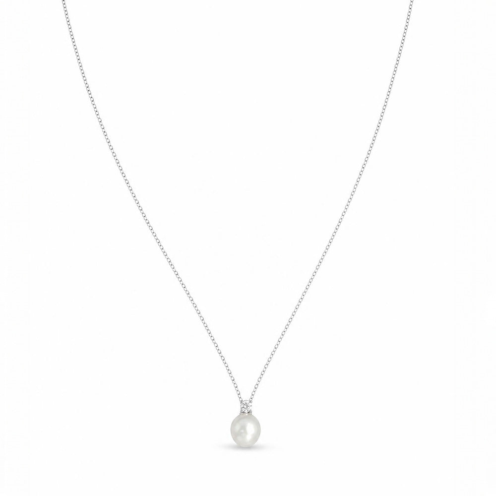 COLLANA RODIATO BIANCO E CRYSTA