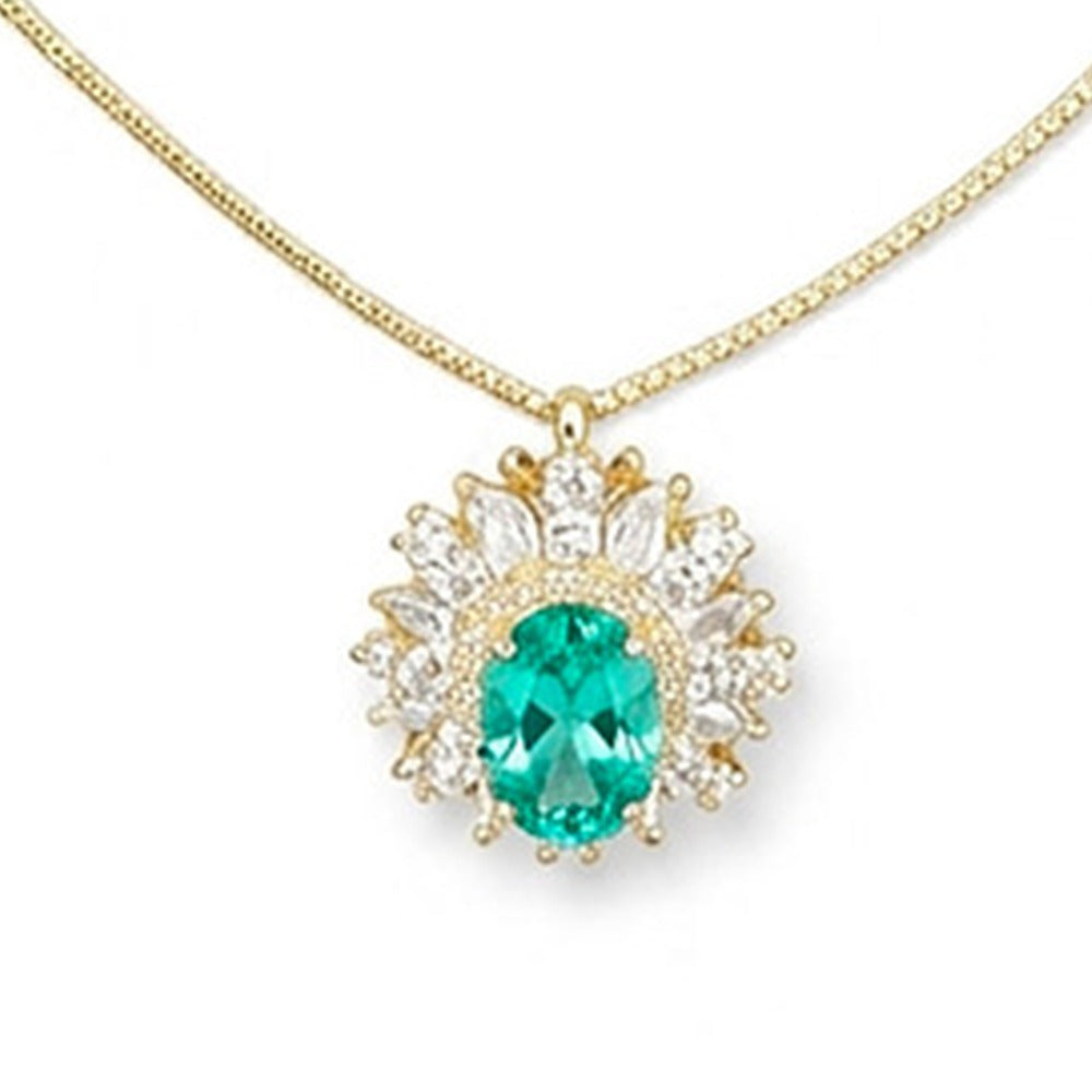 COLLANA DORATO VERDE ACQUA CM 4