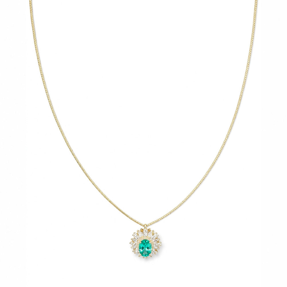 COLLANA DORATO VERDE ACQUA CM 4
