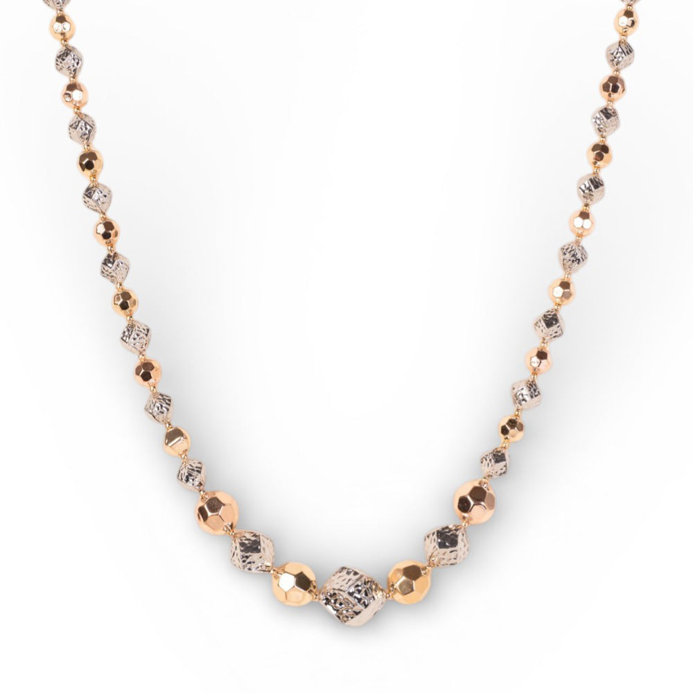 COLLANA LUNGA CON UNITA GEOMETRICE SFACCETTATE E MARTELLATE