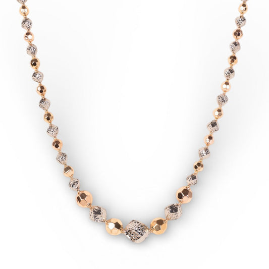 COLLANA LUNGA CON UNITA GEOMETRICE SFACCETTATE E MARTELLATE