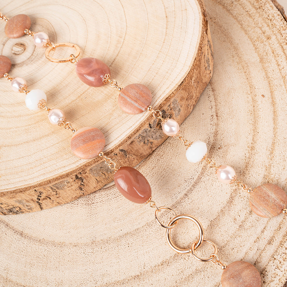 COLLANA LUNGA CON PIETRE DI DIVERSA CONSISTENZA E PERLE