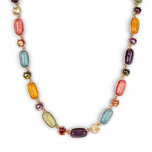 COLLANA A GIROCOLLO CON PIETRE ASIMMETRICHE COLORATE