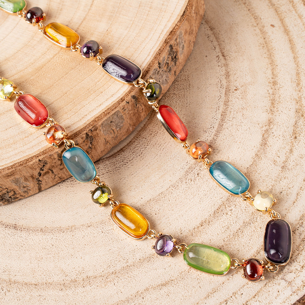 COLLANA LUNGA CON PIETRE COLORATE