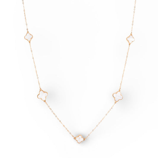 COLLANA LUNGA CON QUADRIFOGLI DI DIVERSA GRANDEZZA