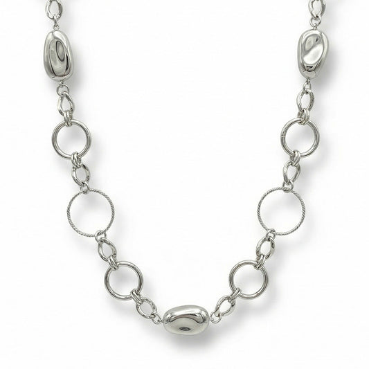 COLLANA LUNGA CON DISCHI E ELEMENTI ASIMMETRICI