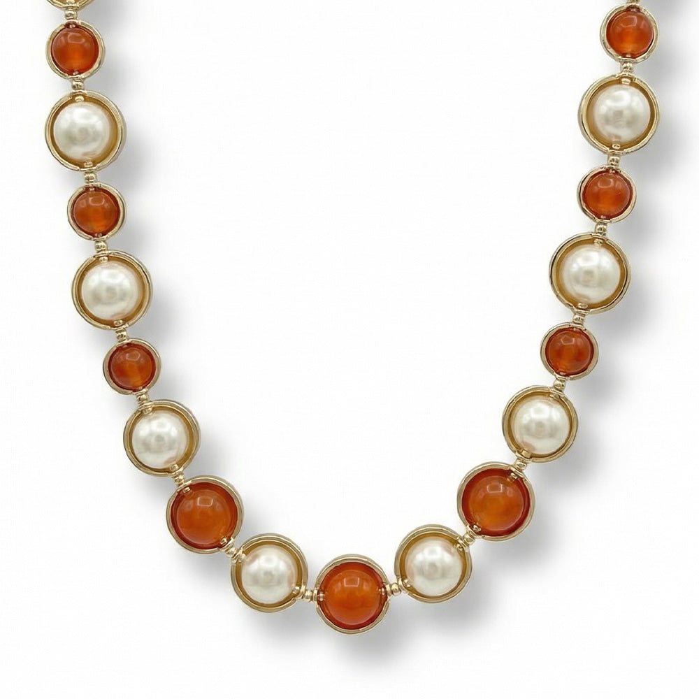 COLLANA GIROCOLLO CON PERLE E SFERE COLORATE ALTERNATE