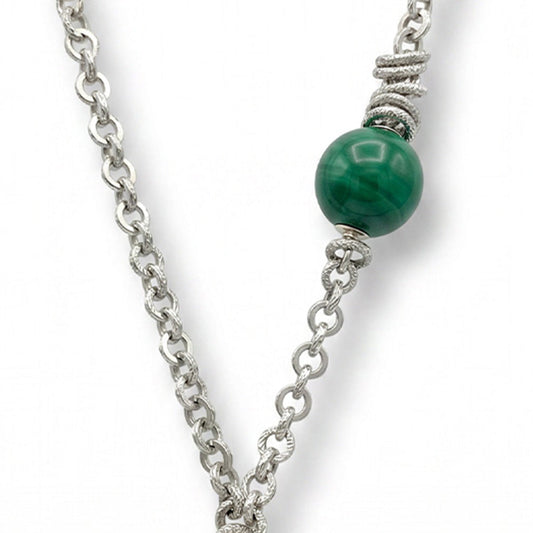COLLANA CON SFERA E CORNO SQUADRATO PENDENTE