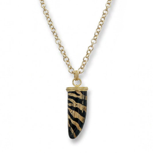 COLLANA LUNGA CON CORNO ZEBRATO