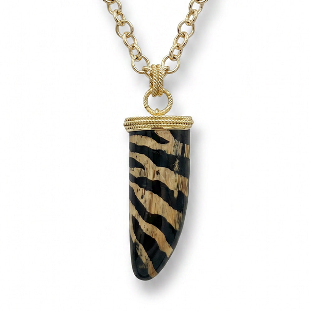 COLLANA LUNGA CON CORNO ZEBRATO