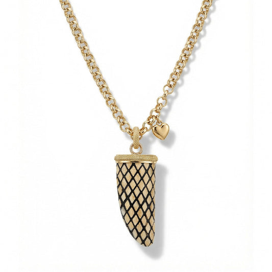 COLLANA LUNGA CON CORNO CON INCROCI DI LINEE