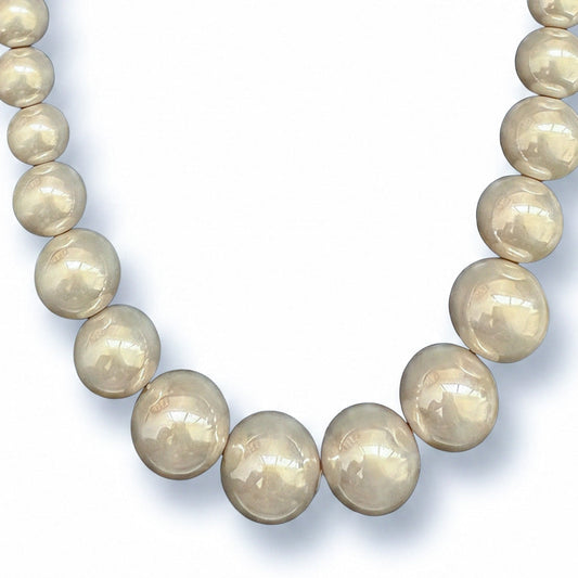 COLLANA GIROCOLLO DI PERLE LUCIDE CRESCENTI VERSO IL CENTRO