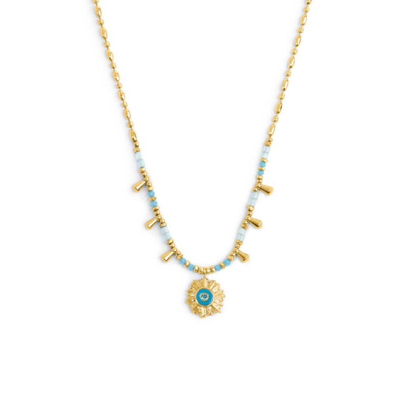 Collana catena chicco di riso con sole pendente