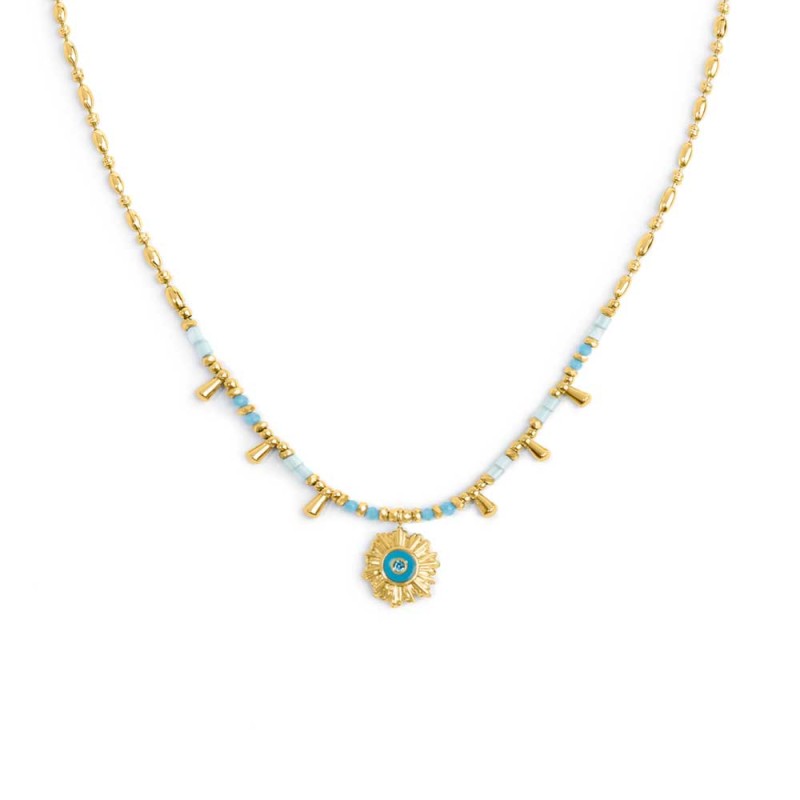 Collana catena chicco di riso con sole pendente