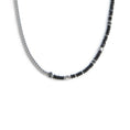 Carica l'immagine nel visualizzatore della galleria, Collana catena fish bone con dischetti di onice nera e pietra lavica

