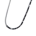 Carica l'immagine nel visualizzatore della galleria, Collana catena fish bone con dischetti di onice nera e pietra lavica
