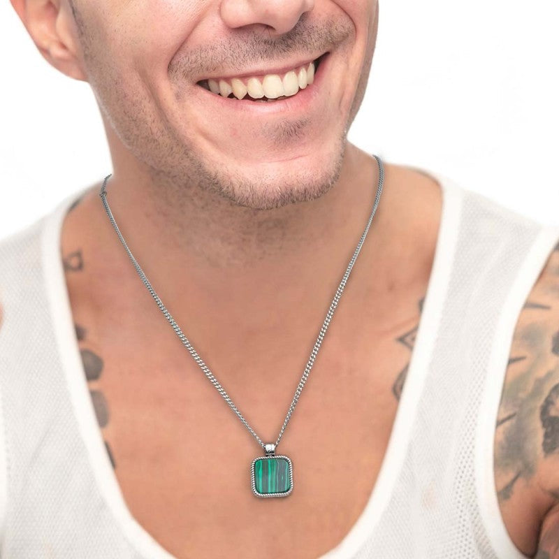 Collana catena grumetta con pendente quadrato - Desidero