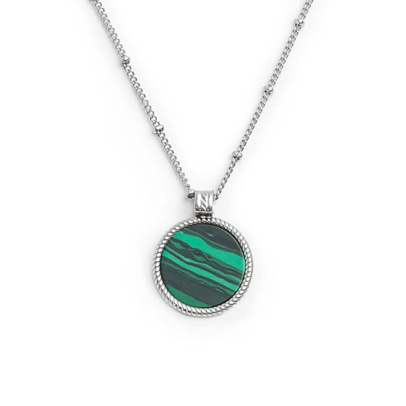 Collana catena grumetta con piastrina tonda pendente