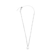 Collana catena grumetta con sfere e perla irregolare pendente
